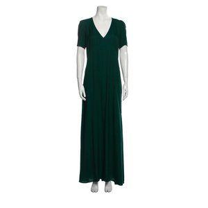 REFORMATION V-Neck Long Dress Size: M | US 6 Emerald Green